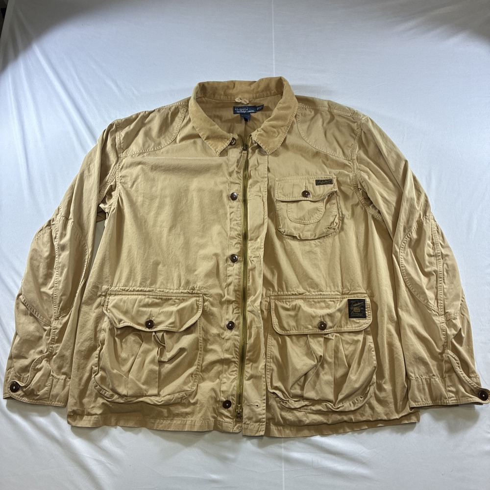 Polo Ralph Lauren Mens 3XLT Tan Cotton Field Jacket Corduroy Collar Utility Coat